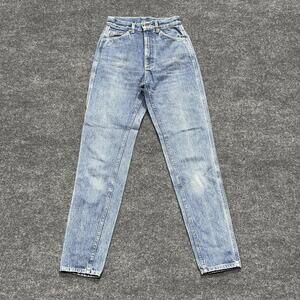 Vintage Lee Jeans Womens 7 Light Wash Blue High Rise Tapered Mom Made USA 90s